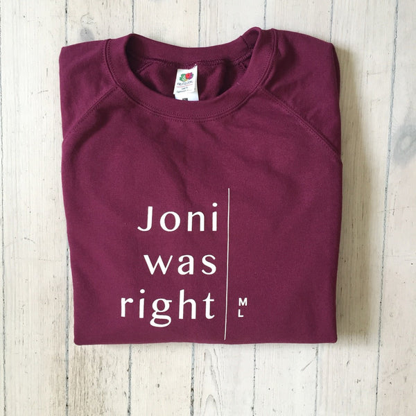 Marit Larsen: Sweatshirt - JONI WAS RIGHT / ML